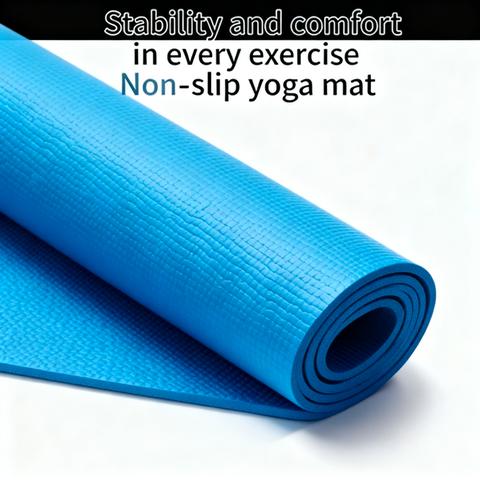 A thick yoga mat that protects knees and back during exercise.