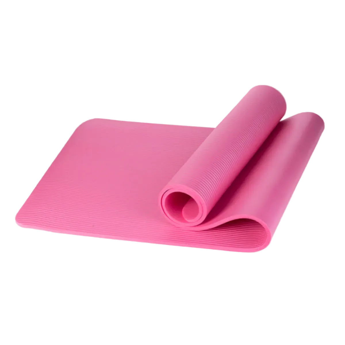 A thick yoga mat that protects knees and back during exercise.