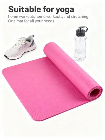 A thick yoga mat that protects knees and back during exercise.