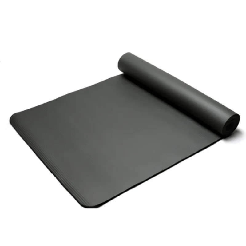 A thick yoga mat that protects knees and back during exercise.