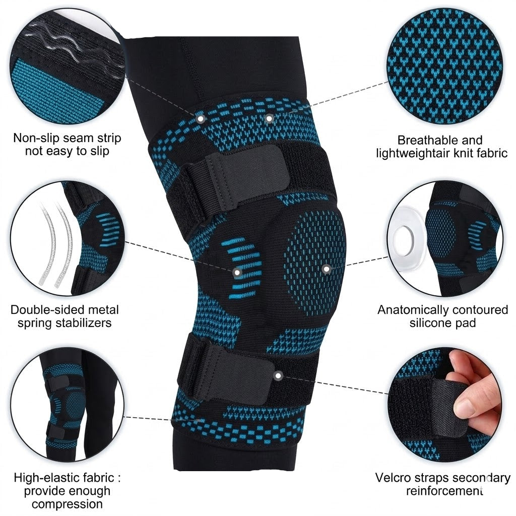 Flexible Silicone Knee Support Brace for Stability