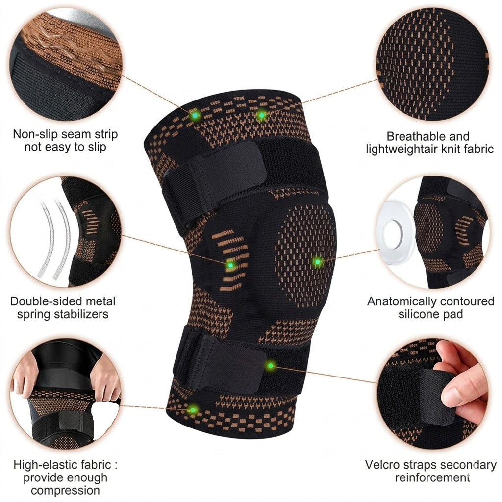 Flexible Silicone Knee Support Brace for Stability